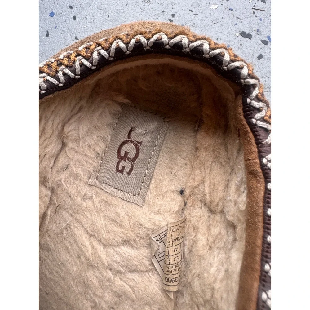UGG Australia Men's Size 8 Brown Suede Shearling Slippers Style 5950